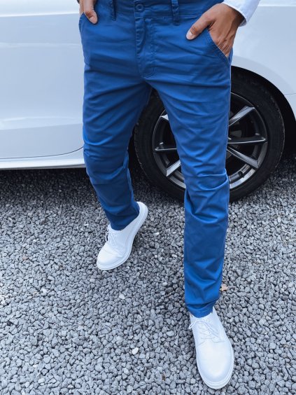 Modré pánske spoločenské nohavice