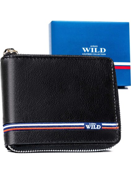 Always Wild čierna pánska peňaženka na zips A207