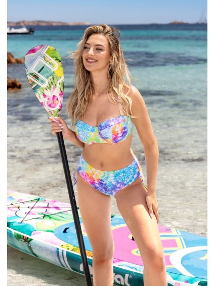 Farebné batikované plavky Etna s vyšším pásom