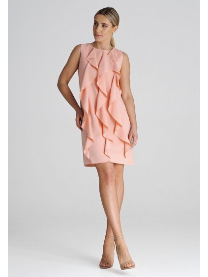 Svetloružové mini šaty s volánikmi