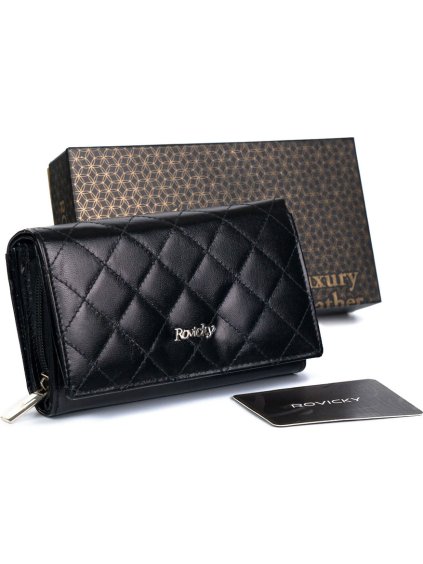 Rovicky Prešívaná elegantná čierna peňaženka V302