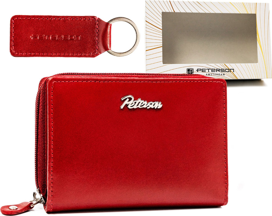 Peterson darčeková sada červenej koženej peňaženky a kľúčenky Q024 PTN SET-D-67-KCS Veľkosť: ONE SIZE