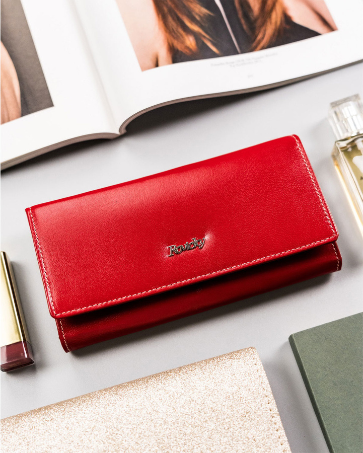 Rovicky červená veľká kožená peňaženka V315 R-RD-12-GCL-3608 RM2 Veľkosť: ONE SIZE