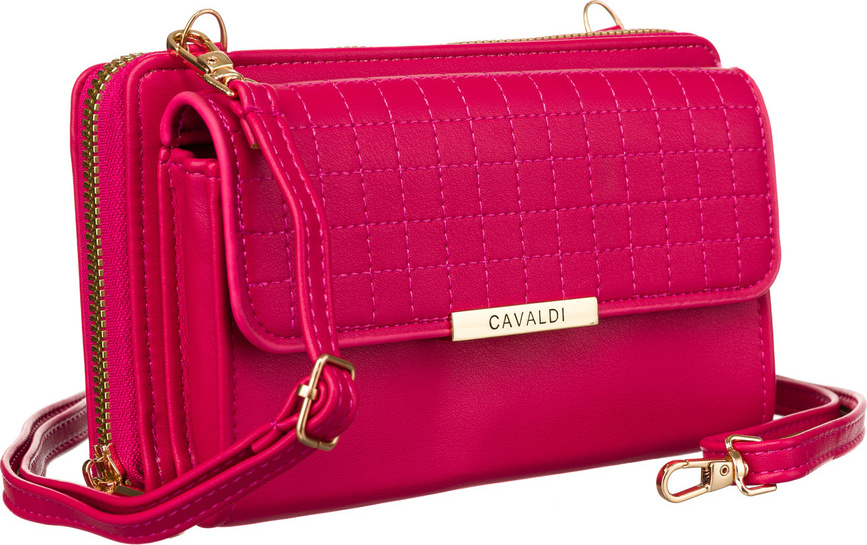 4U Cavaldi Tmavoružová prešívaná veľká peňaženka s odnímateľným popruhom M831 M-17 Veľkosť: ONE SIZE
