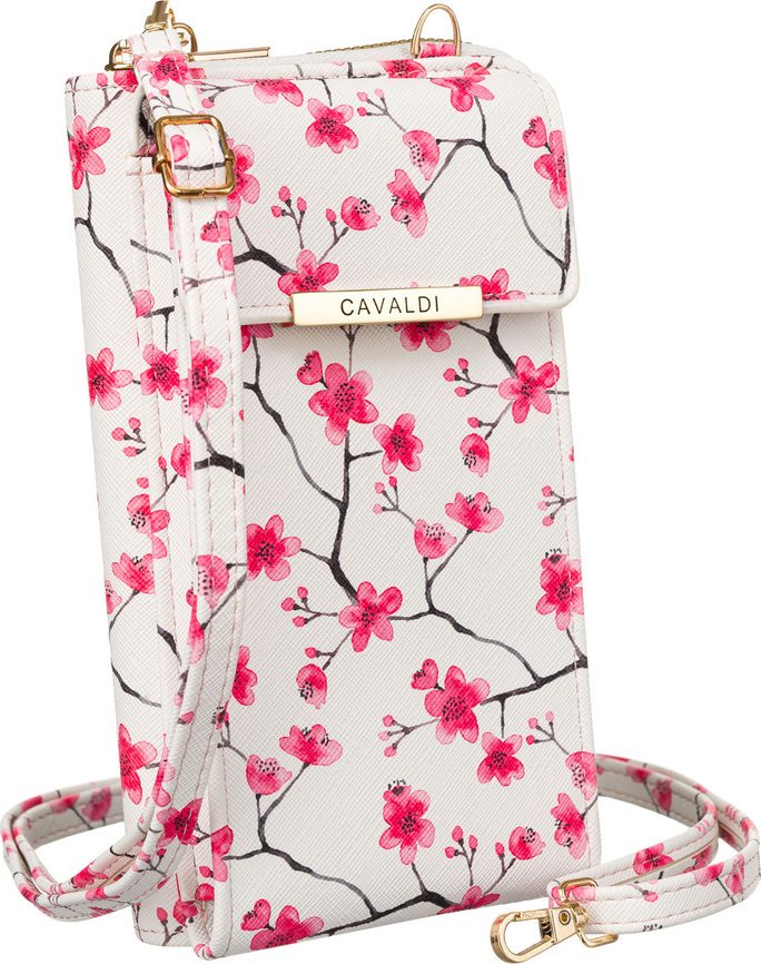 4U Cavaldi Bielo-ružová kvetovaná peňaženka s vreckom na telefón M827 M-20 Veľkosť: ONE SIZE