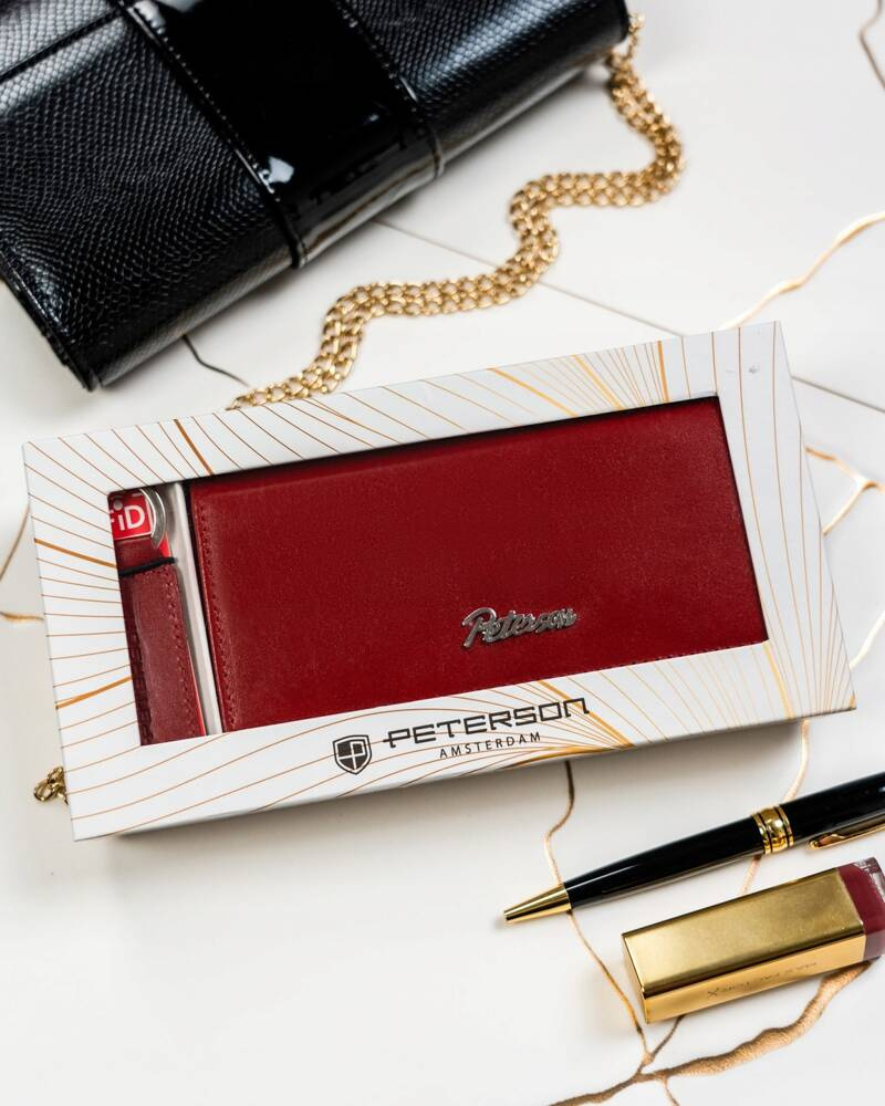 Peterson darčeková sada červenej veľkej peňaženky a kľúčenky Q028 PTN SET-D-68-KCS Veľkosť: ONE SIZE