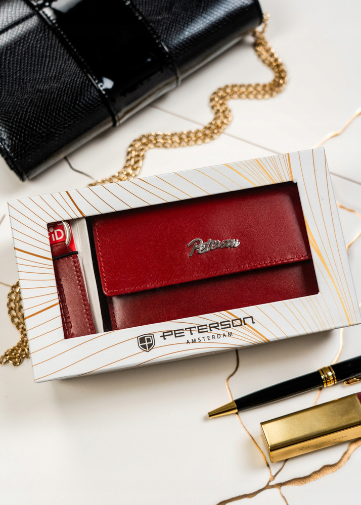 Peterson darčeková sada červenej strednej peňaženky a kľúčenky Q025 PTN SET-D-69-KCS Veľkosť: ONE SIZE