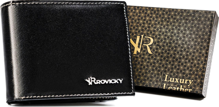 Rovicky čierna malá kožená peňaženka L227 R-RM-24-15-GCL Veľkosť: ONE SIZE