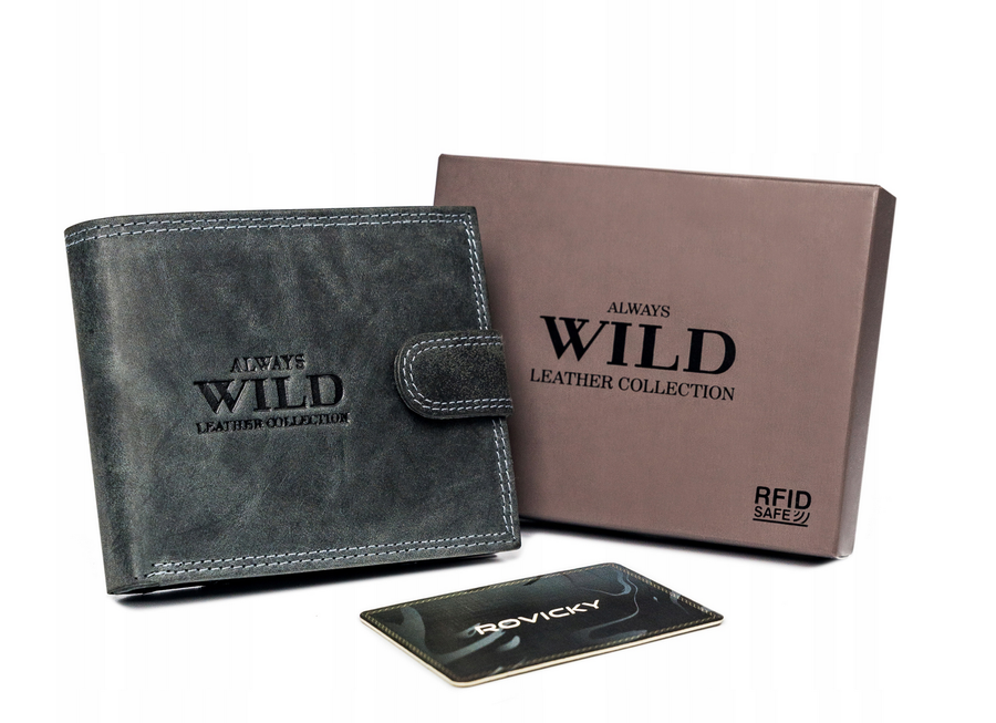 Always Wild Čierna kožená pánska peňaženka A128 N992L-P-CHM-1072 BLA Veľkosť: ONE SIZE