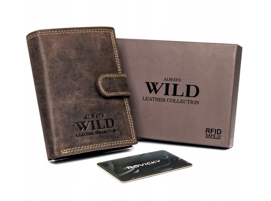 Always Wild Tmavohnedá pánska kožená peňaženka A127 N4L-P-CHM-1027 BROWN Veľkosť: ONE SIZE