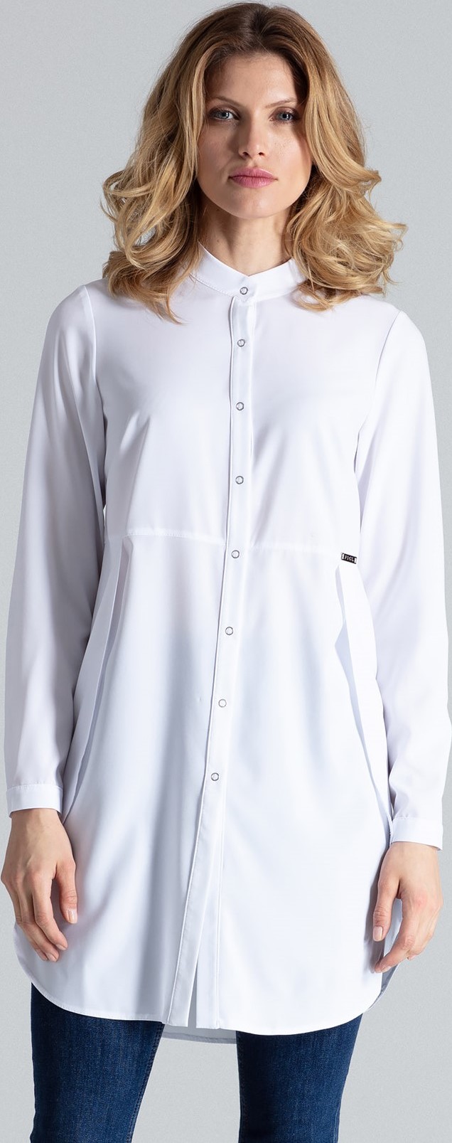 Dámska biela dlhšia košeľa M545 Veľkosť: M