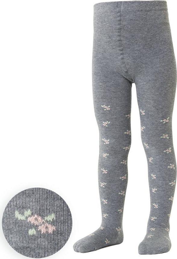 Sivé dievčenské pančuchy s kvetinkami Art. 071 FN361, GRAY MELANGE Veľkosť: 116/122