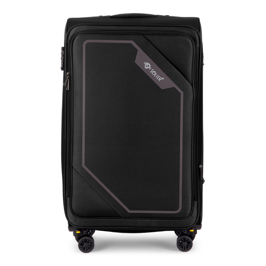 SOLIER čierny textilný kufor veľ. M SOFTFLEX STL2240 BLACK COFFE 2) Veľkosť: M