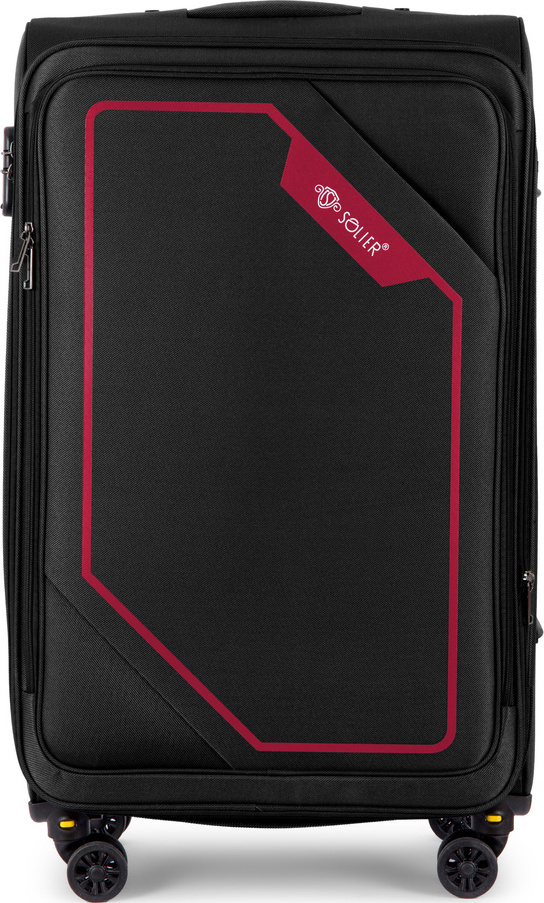 SOLIER čierny textilný kufor veľ. L SOFTFLEX STL2240 BLACK RED 26