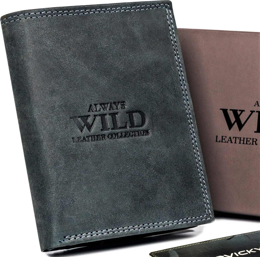 Always Wild Čierna pánska kožená peňaženka A219 N4-P-CHM Veľkosť: ONE SIZE