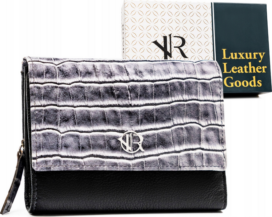 Rovicky Čierno-biela kožená peňaženka na patentku V317 RV-3412-SLA Veľkosť: ONE SIZE