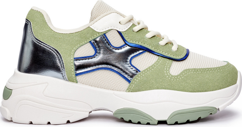 Dámske smotanovo-zelené sneakersy BL378GR Veľkosť: 36