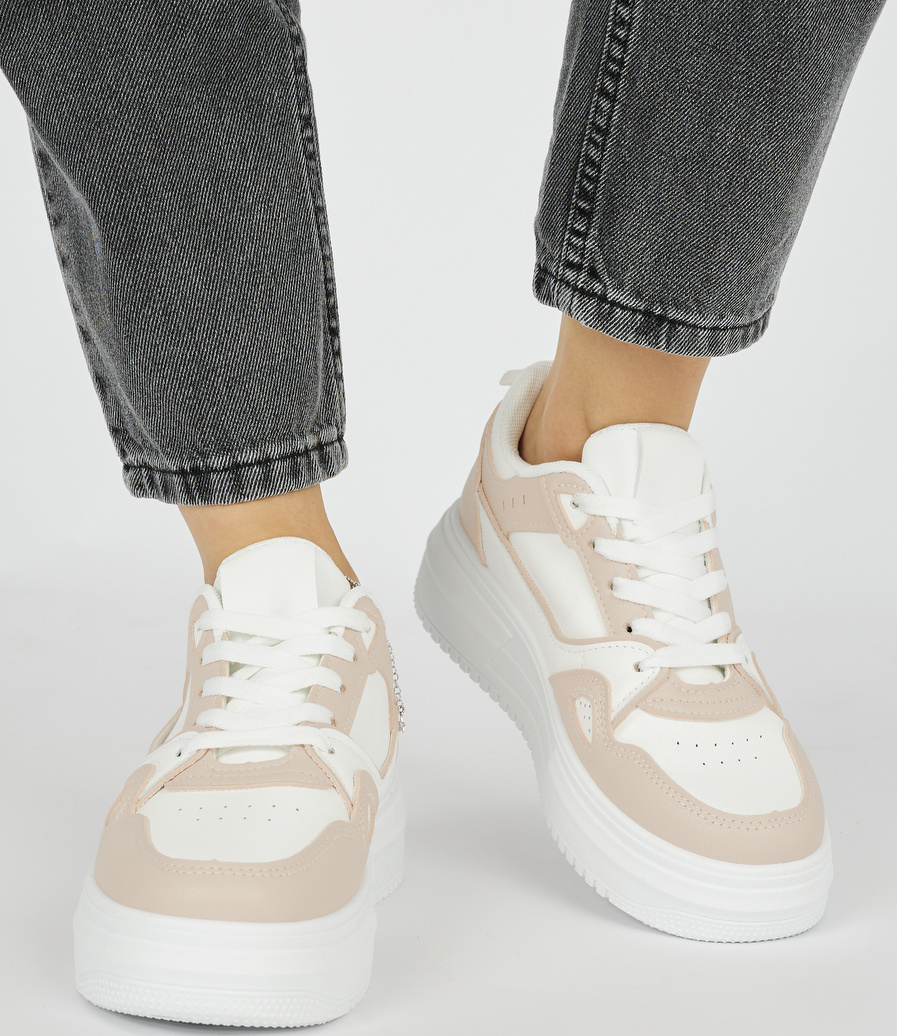 Bielo-púdrové dámske športové topánky na platforme LA272W/P Veľkosť: 36