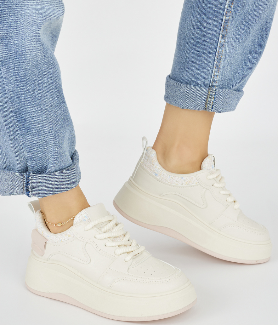 Dámske krémové sneakersy na hrubej podrážke VL233BE/P Veľkosť: 37