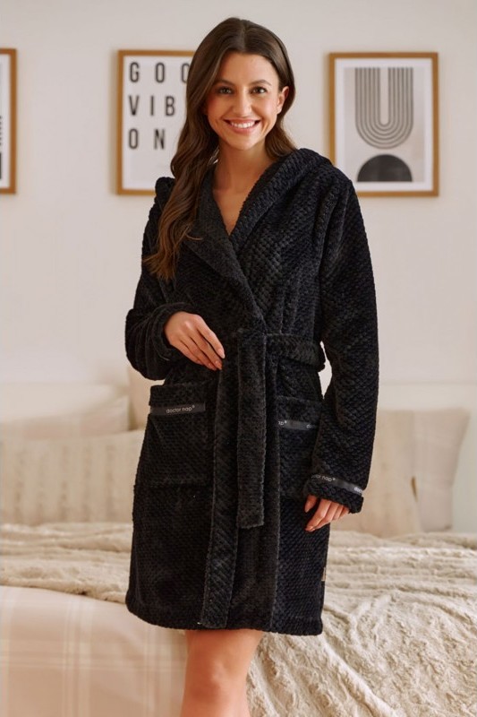 Čierny luxusný hebký dámsky župan SOFT Veľkosť: XL