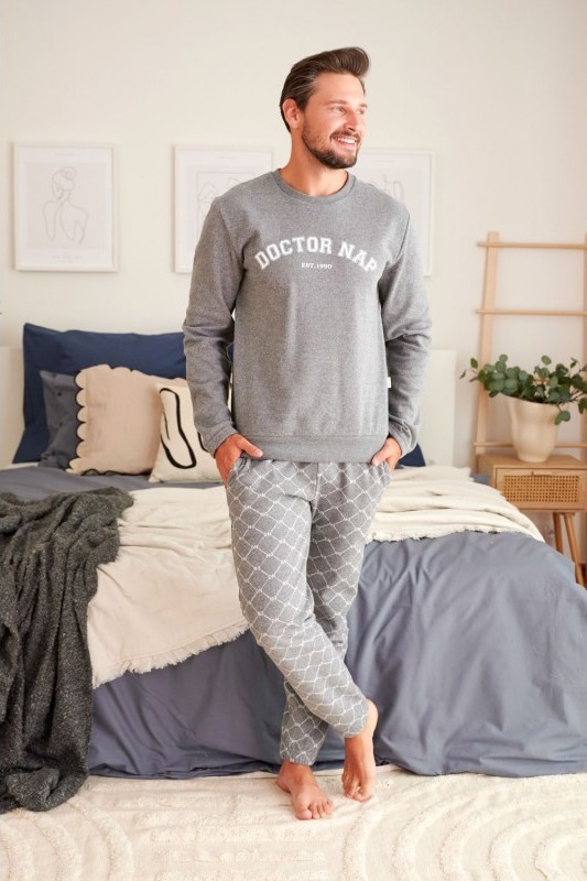Svetlosivé pánske pyžamo s logom DOCTOR NAP Veľkosť: 2XL