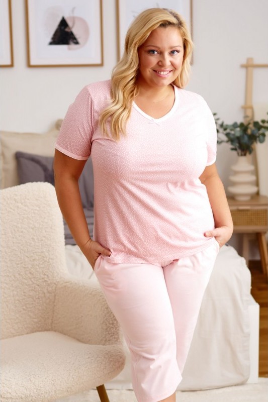 Púdrové plus size pyžamo s krátkym rukávom Veľkosť: L