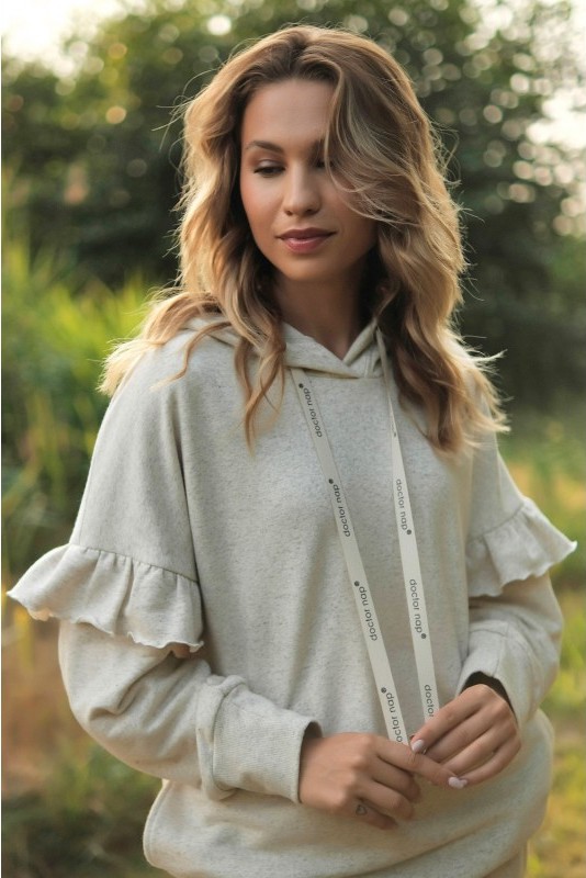 Smotanová bavlnená mikina s konopným vláknom Veľkosť: M