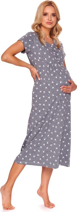 Sivá dlhšia nočná košeľa s lastovičkami Veľkosť: 2XL