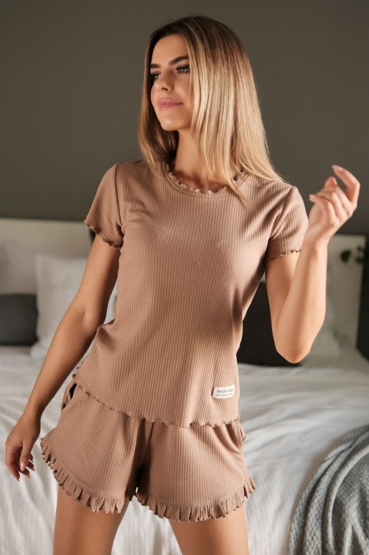 HNEDÉ PYŽAMO Z KLASICKEJ REBROVANEJ BAVLNY Veľkosť: XL