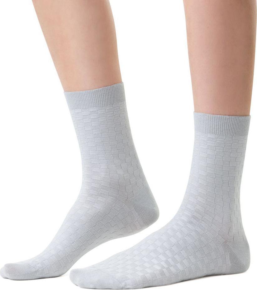 Sivé dámske bambusové ponožky Art.125 WE024, LIGHT GRAY - CHECKED PATTERN Veľkosť: 38/40