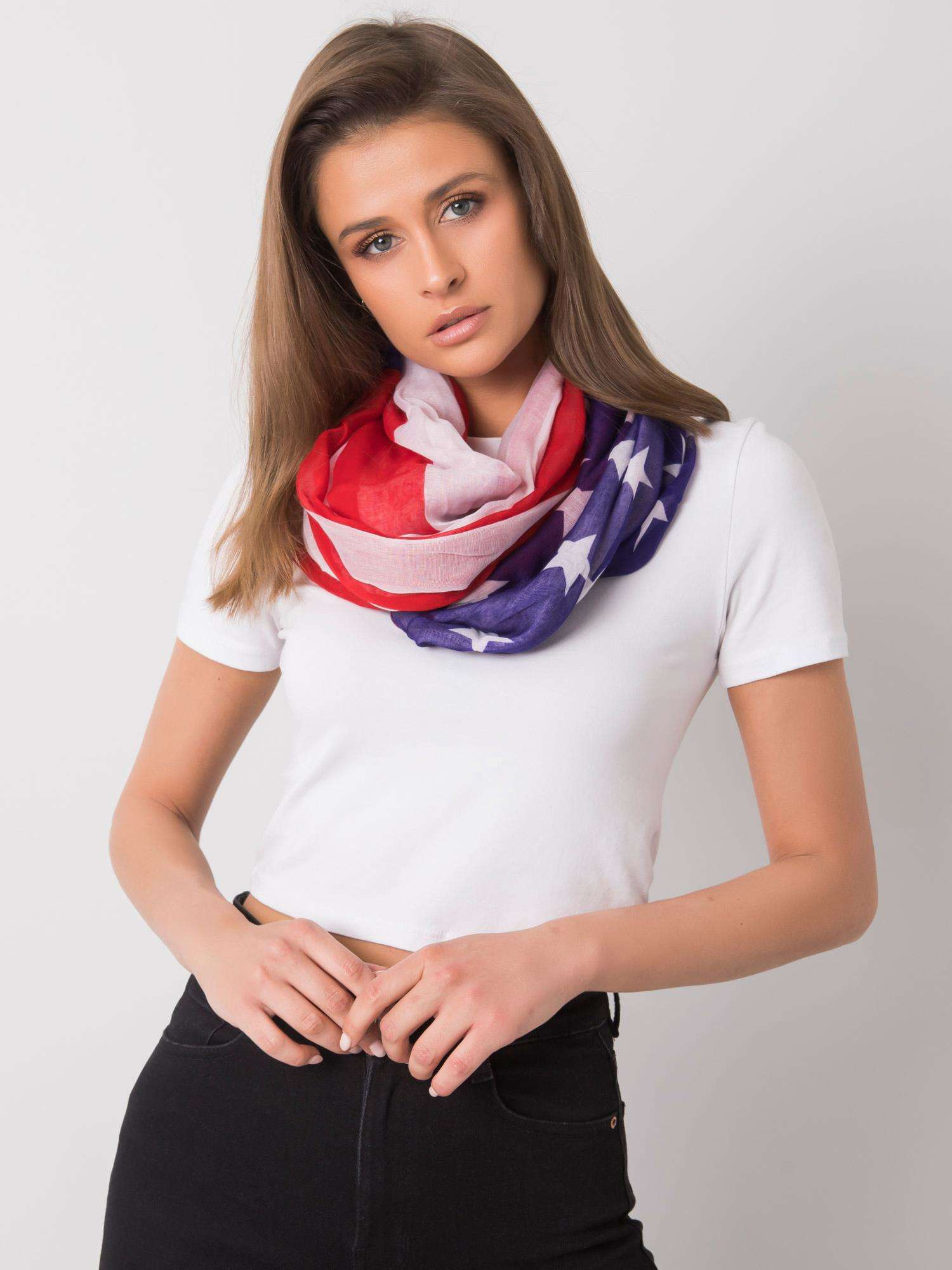 Bielo-modro-červená šatka AT-CH-S-1843-white-blue-red Veľkosť: ONE SIZE