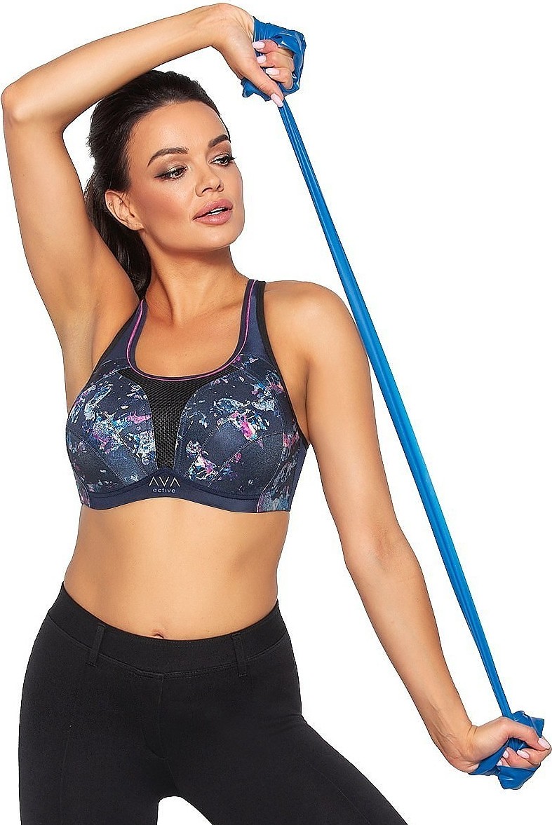 Tmavomodrá vzorovaná športová podprsenka Ava Dina Maxi Veľkosť: 105D