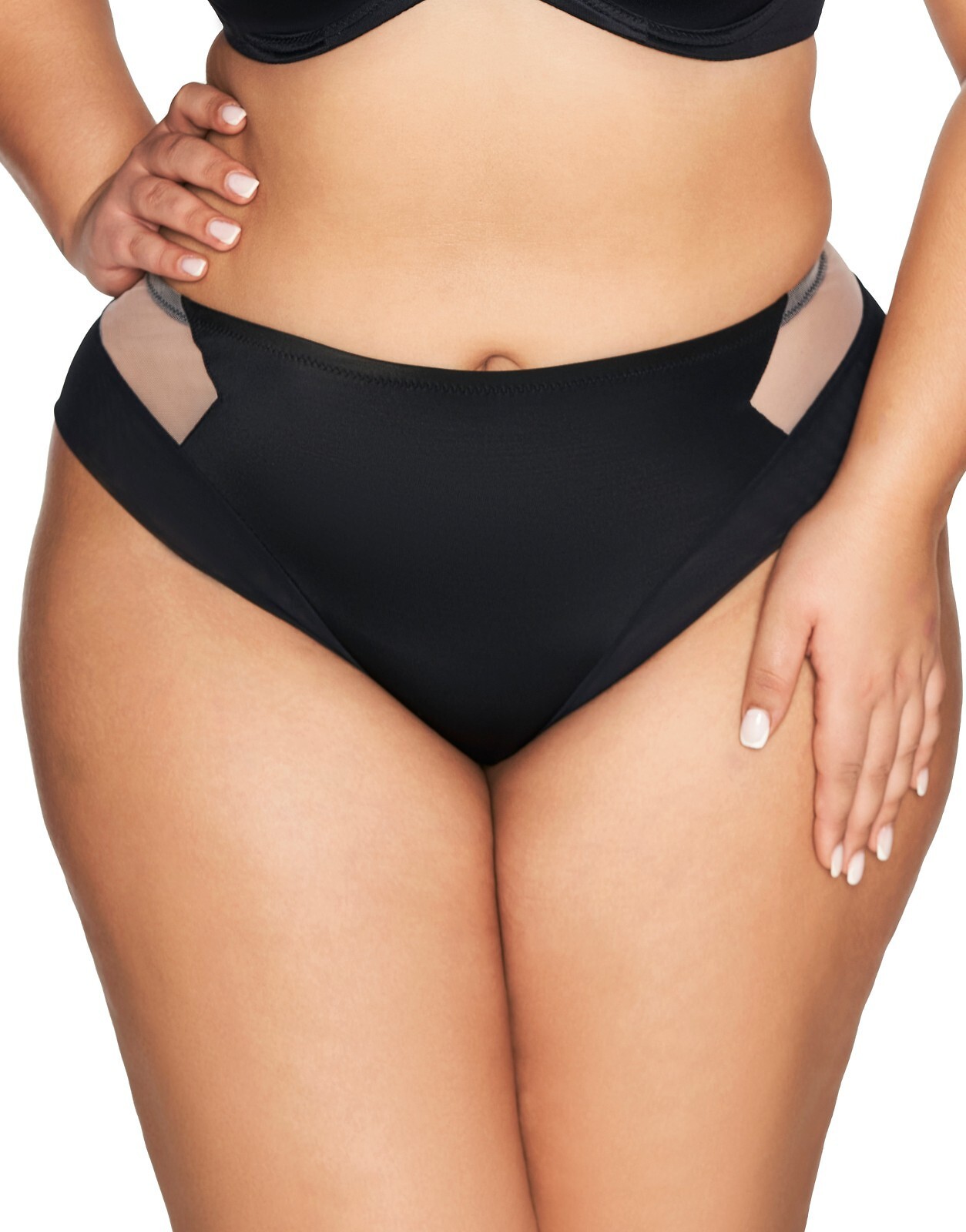 Čierne nohavičky s priesvitnými vsadkami Ava 2136 Veľkosť: S