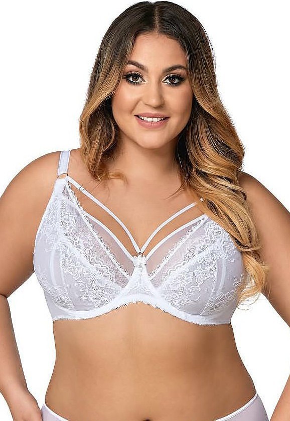 Biela čipková podprsenka Ava 1824 White Maxi Veľkosť: 105E