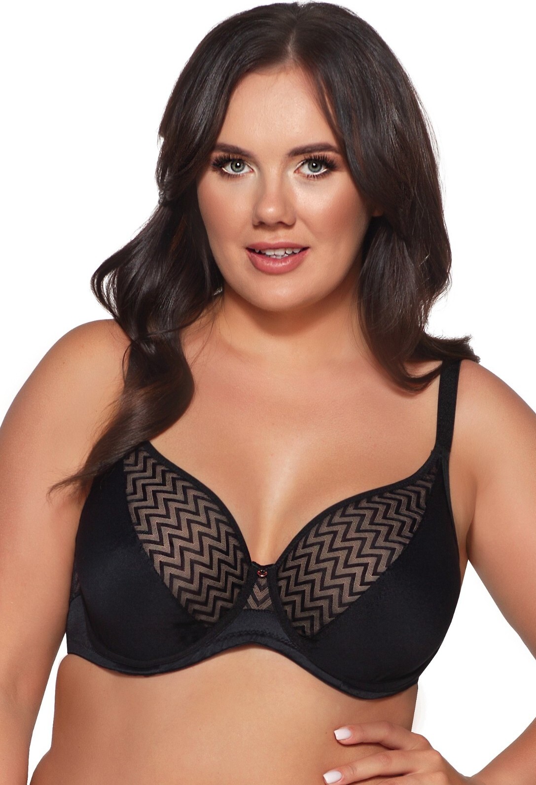 Polovyztužená zdobená podprsenka Ava 2103 Veľkosť: 75D, Barva: čierna