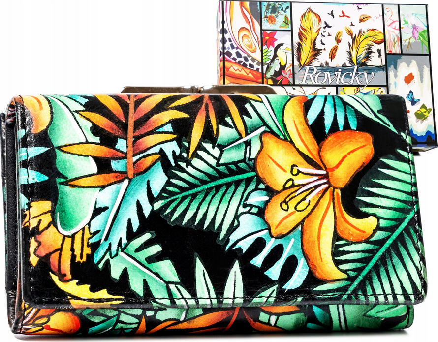 Rovicky dámska peňaženka s mintovo-oranžovým vzorom V361 R-N55020-ART Veľkosť: ONE SIZE