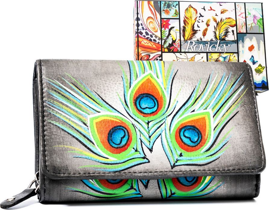 Rovicky sivá peňaženka s farebným vzorom V352 R-N0493-ART Veľkosť: ONE SIZE
