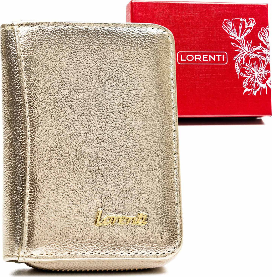 Lorenti Zlatá malá kožená peňaženka so zipsom a patentkou S317 5157-BLA Veľkosť: ONE SIZE