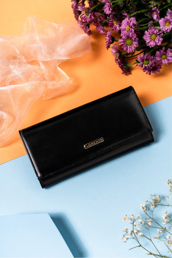 Lorenti čierna peňaženka s hladkou textúrou S315 72401-GBL Veľkosť: ONE SIZE