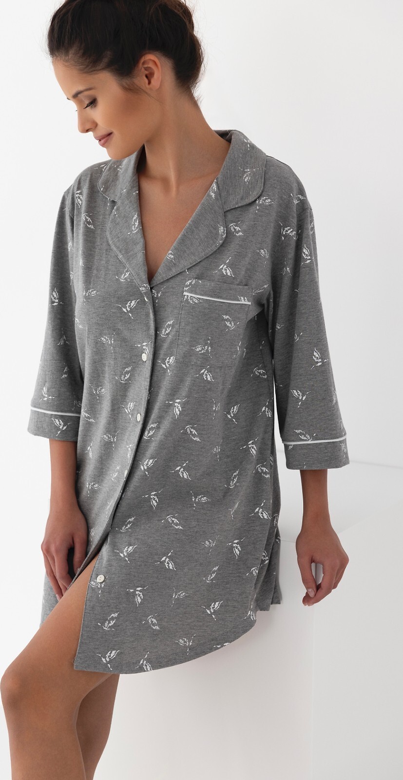 Sivá vzorovaná košeľa Sensis Dora 3/4 S-XL Veľkosť: XL