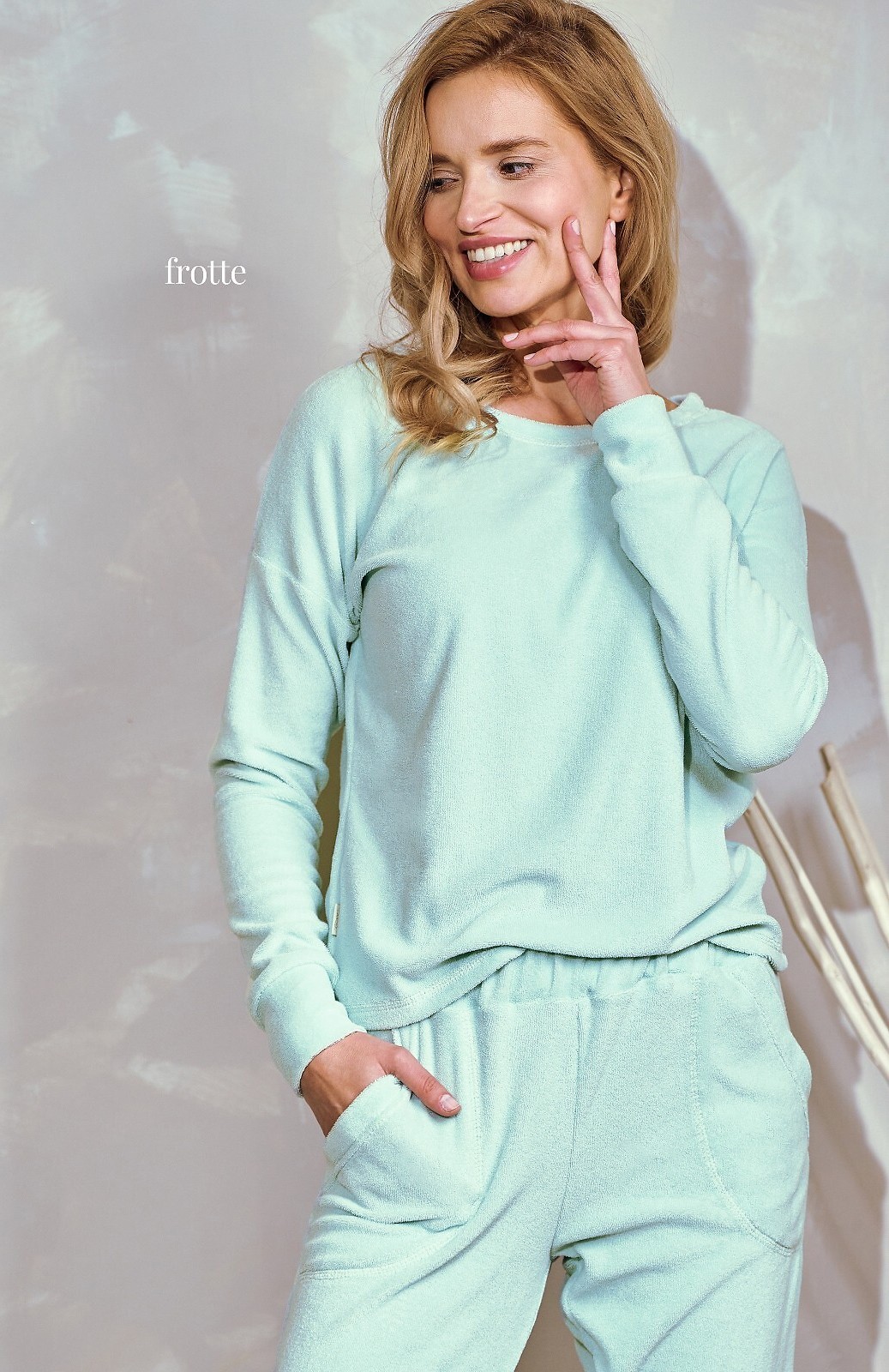 Teplé mintové pyžamo Taro Jessie 3243 Dľžka froté S-XL Z25 Veľkosť: S