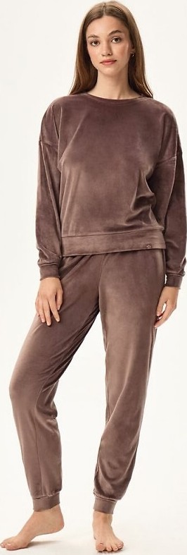 Zamatové dámske pyžamo Henderson Ladies Fain 41892 Fain S-2XL Veľkosť: XL, Barva: Kávová