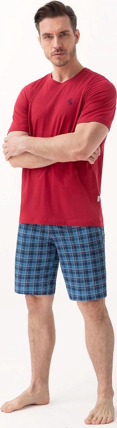 Krátke pánske pyžamo Luna 803 kr/r M-2XL Veľkosť: XL, Barva: Vínová