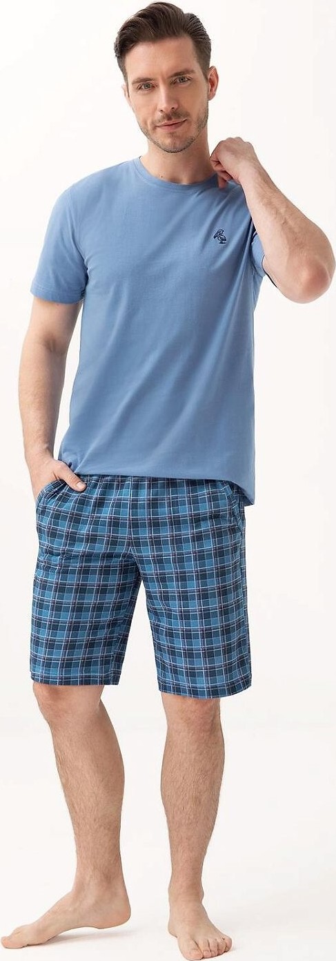 Krátke pánske pyžamo Luna 803 kr/r M-2XL Veľkosť: 2XL, Barva: Modrá