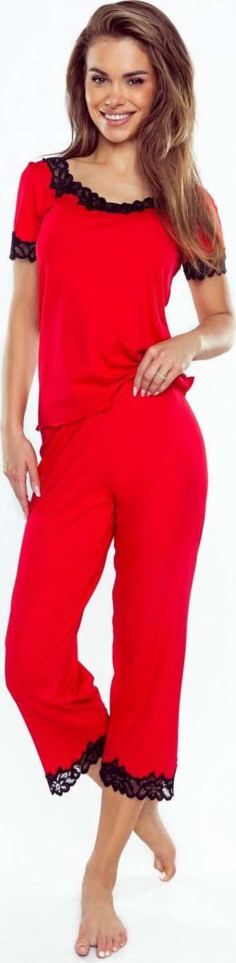 Trojštvrťové pyžamo s čipkou Eldar First Lady Aster Plus kr/r 2XL-3XL Veľkosť: 3XL, Barva: Červená