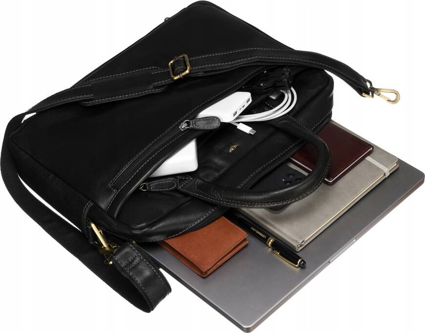 Peterson čierna kožená taška na notebook PTN LP-2680-COM Veľkosť: ONE SIZE