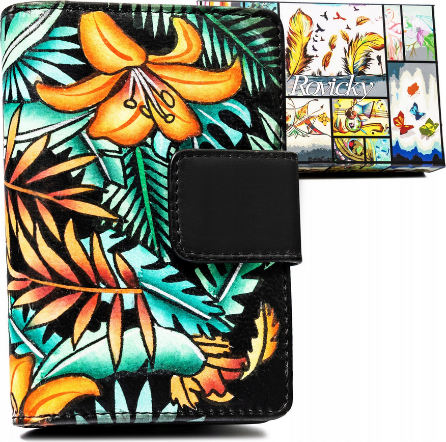 Rovicky malá peňaženka s mintovo-oranžovými vzormi V348 R-N109-ART Veľkosť: ONE SIZE