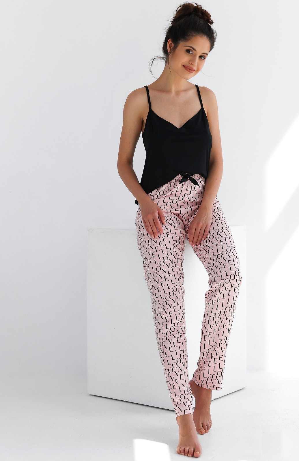 Čierno-ružové pyžamo Sensis Paula w/r S-XL Veľkosť: M