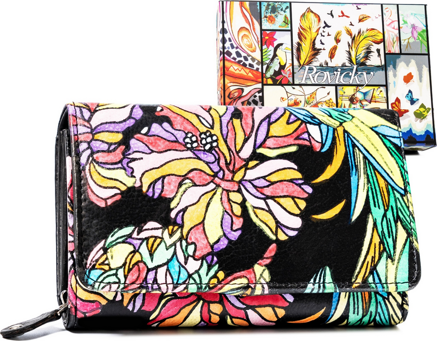 Rovicky stredná kožená peňaženka so vzormi V340 R-N22-ART Veľkosť: ONE SIZE