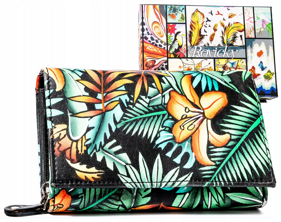 Rovicky stredná dámska peňaženka so zeleným vzorom V339 R-N19-ART Veľkosť: ONE SIZE
